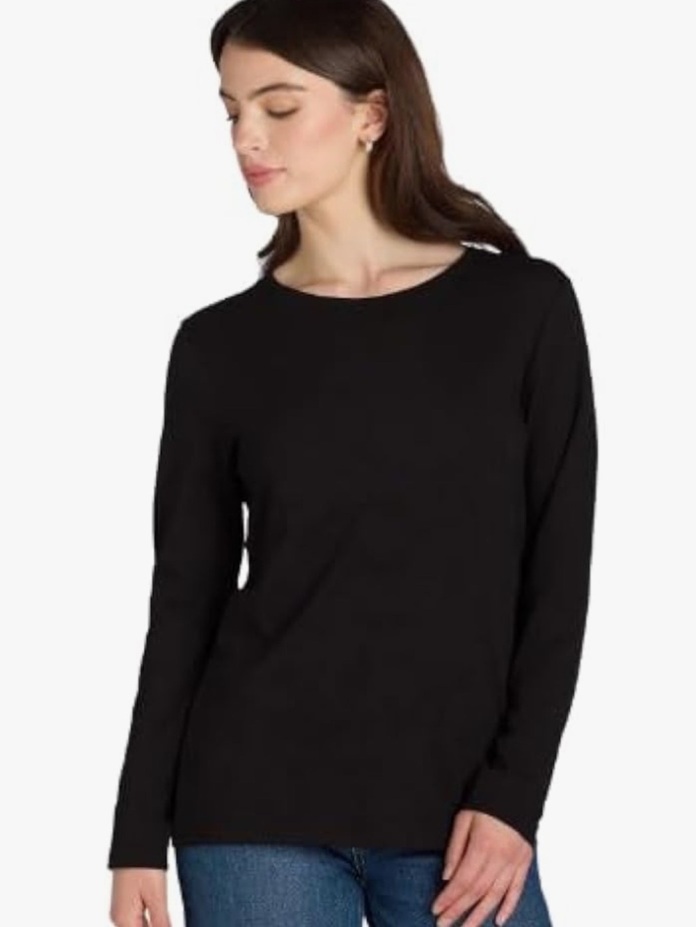 Classic Black Cotton Long-Sleeve Top